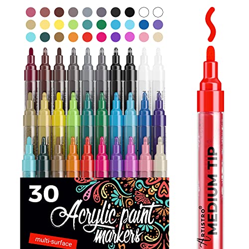  Paint Pens - 42 Paint Markers - Extra Fine Tip Paint Pens  (0.7mm) - Great for Rock Painting, Wood, Canvas, Ceramic, Fabric, Glass -  40 Colors + Extra Black & White