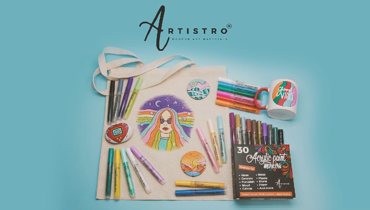 Artistro Acrylic Paint Pens For Fabric, Glass, Fine Tip, 30